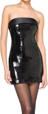 SERGIO HUDSON STRAPLESS SEQUIN MINI DRESS BLACK