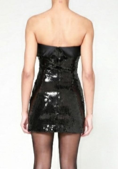 SERGIO HUDSON STRAPLESS SEQUIN MINI DRESS BLACK