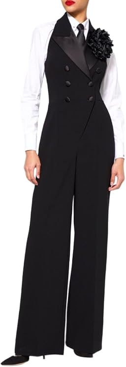 SERGIO HUDSON HALTER TUXEDO JUMPSUIT  BLACK