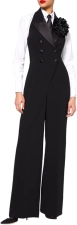 SERGIO HUDSON HALTER TUXEDO JUMPSUIT  BLACK