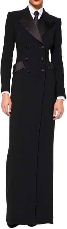 SERGIO HUDSON DOUBLE BREASTED TUXEDO GOWN  BLACK