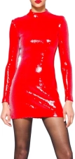 SERGIO HUDSON MOCK NECK SEQUIN MINI DRESS CRIMSON