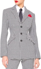 SERGIO HUDSON HOUNDSTOOTH SINGLE BREAST BLAZER BLACK AND WHITE