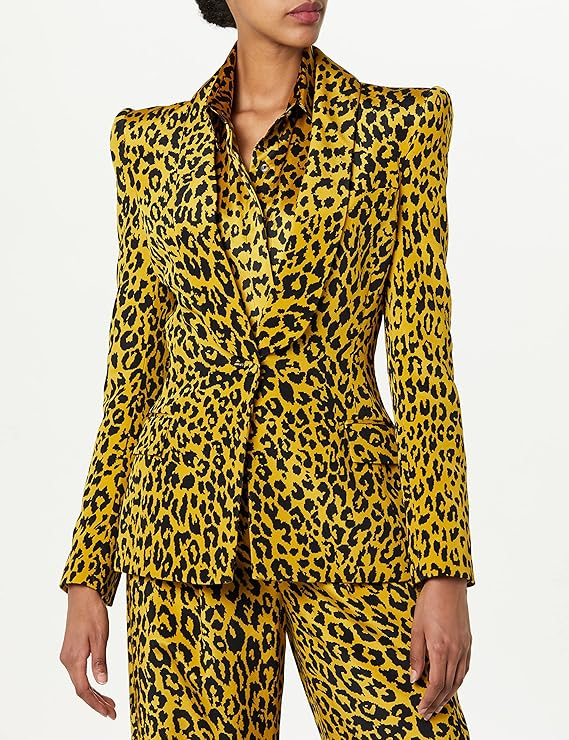 SERGIO HUDSON SINGLE BREAST SHAWL COLLAR BLAZER LEOPARD