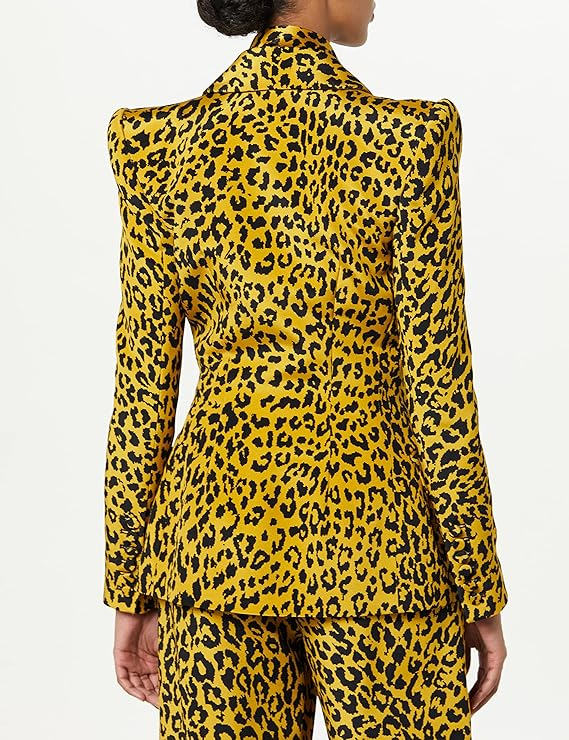 SERGIO HUDSON SINGLE BREAST SHAWL COLLAR BLAZER LEOPARD