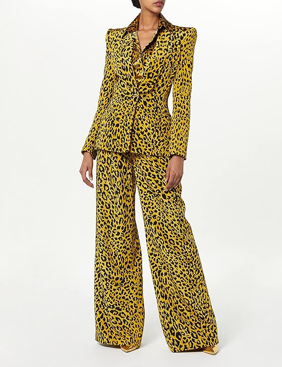 SERGIO HUDSON SINGLE BREAST SHAWL COLLAR BLAZER LEOPARD