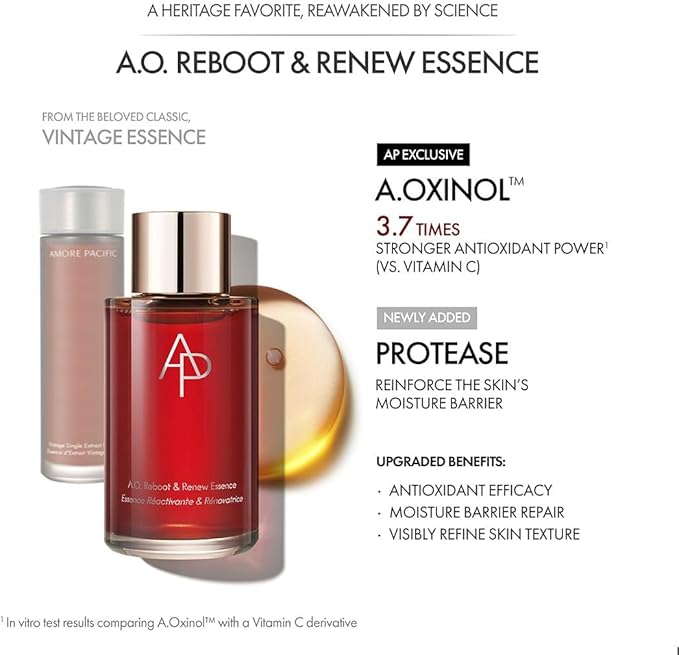 AMOREPACIFIC AP BEAUTY (BY AMOREPACIFIC) A.O. REBOOT & RENEW ESSENCE 150ML/5.07 FL. OZ., HYDRATING, RADIANCE BOOSTING AND FIRMING CARE, MOISTURE BARRIER STRENGTHENING, LUXURY SKINCARE