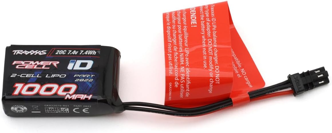 TRAXXAS POWER CELL ID 7.4V 2S 1000MAH 20C LIPO BATTERY MODEL 2822 FOR RC CARS