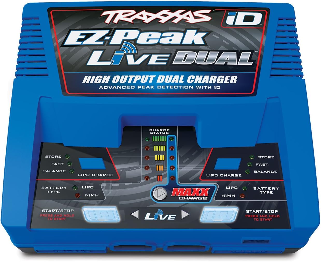 TRAXXAS EZ-PEAK LIVE DUAL 200W MULTI-CHEMISTRY BATTERY CHARGER WITH ID BLUE 2973