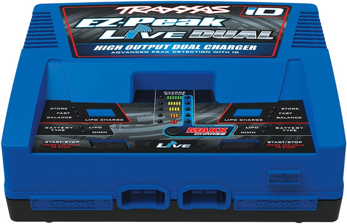 TRAXXAS EZ-PEAK LIVE DUAL 200W MULTI-CHEMISTRY BATTERY CHARGER WITH ID BLUE 2973