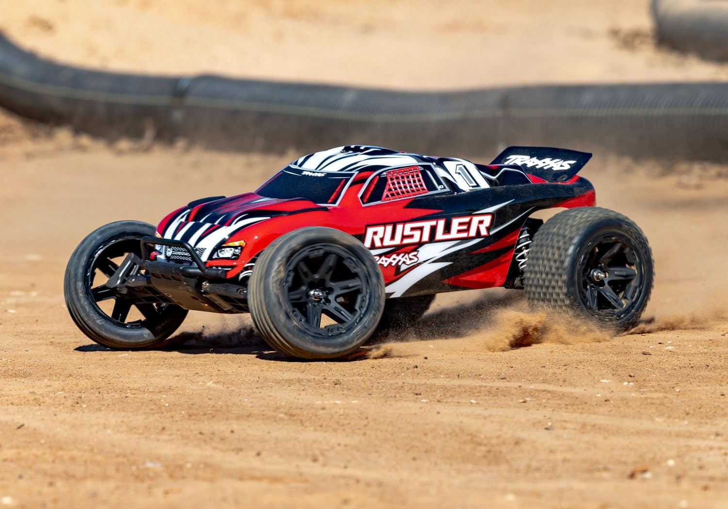 TRAXXAS RUSTLER 2WD RC TRUCK WITH XL-5 ESC AND BATTERY - RED