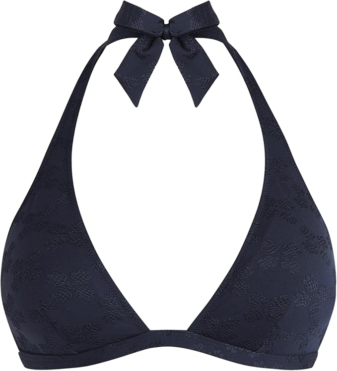 VILEBREQUIN HALTER BIKINI TOP TURTLE MONOGRAM BLUE