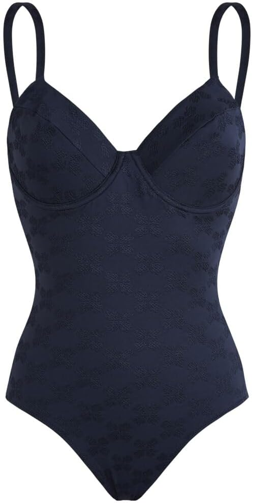 VILEBREQUIN UNDERWIRE ONE-PIECE SWIMSUIT TURTLE MONOGRAM NAVY