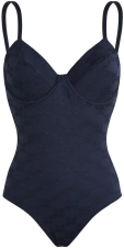 VILEBREQUIN UNDERWIRE ONE-PIECE SWIMSUIT TURTLE MONOGRAM NAVY