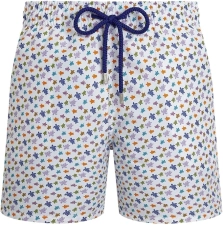 VILEBREQUIN MEN SWIM SHORTS MICRO RONDE DES TORTUES BLANC
