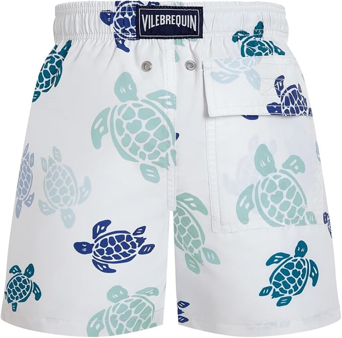 VILEBREQUIN BOYS SWIM SHORTS TORTUES MULTICOLORES  BLANC