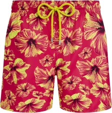 VILEBREQUIN ULTRA-LIGHT AND PACKABLE SWIM SHORTS MACRO HIBISCUS  ECLAIREUR