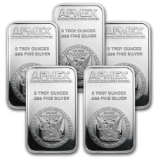 APMEX 5 OZ SILVER BAR - APMEX (LOT OF 5)