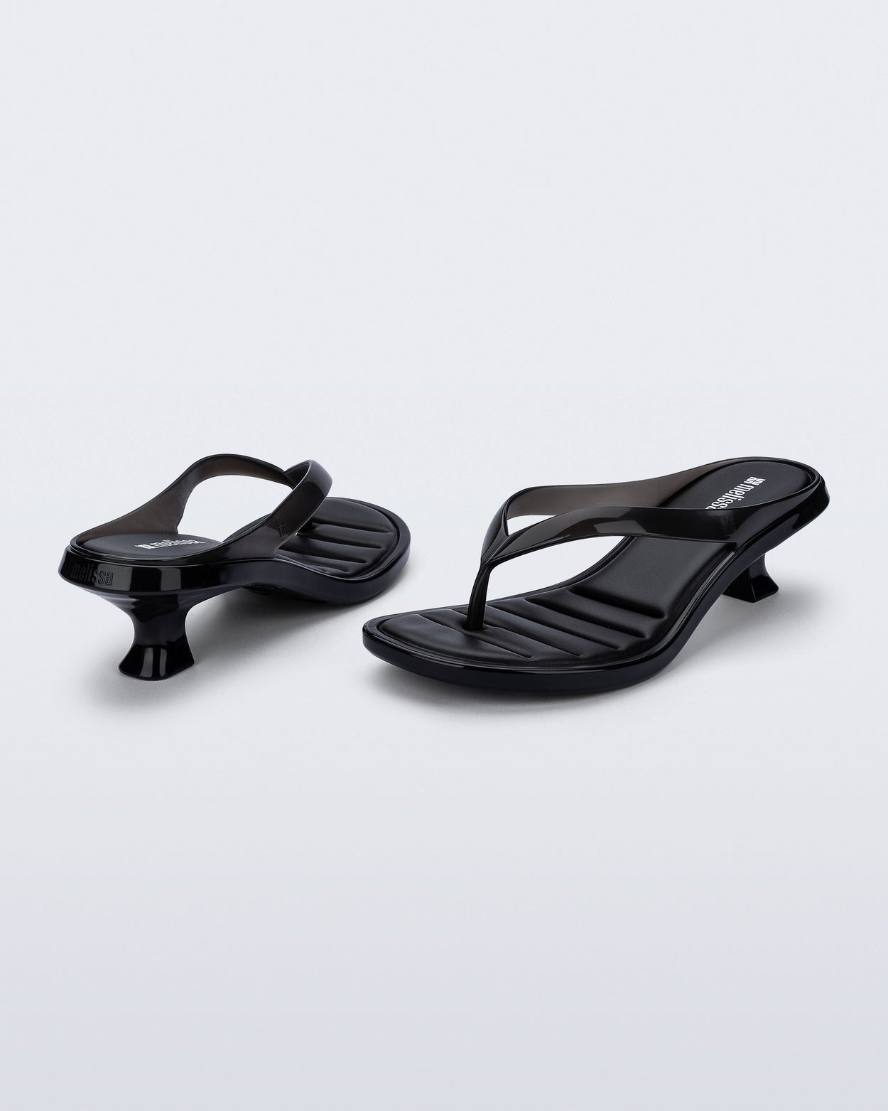 MELISSA FLIP FLOP KITTEN HEEL  CLEAR BLACK