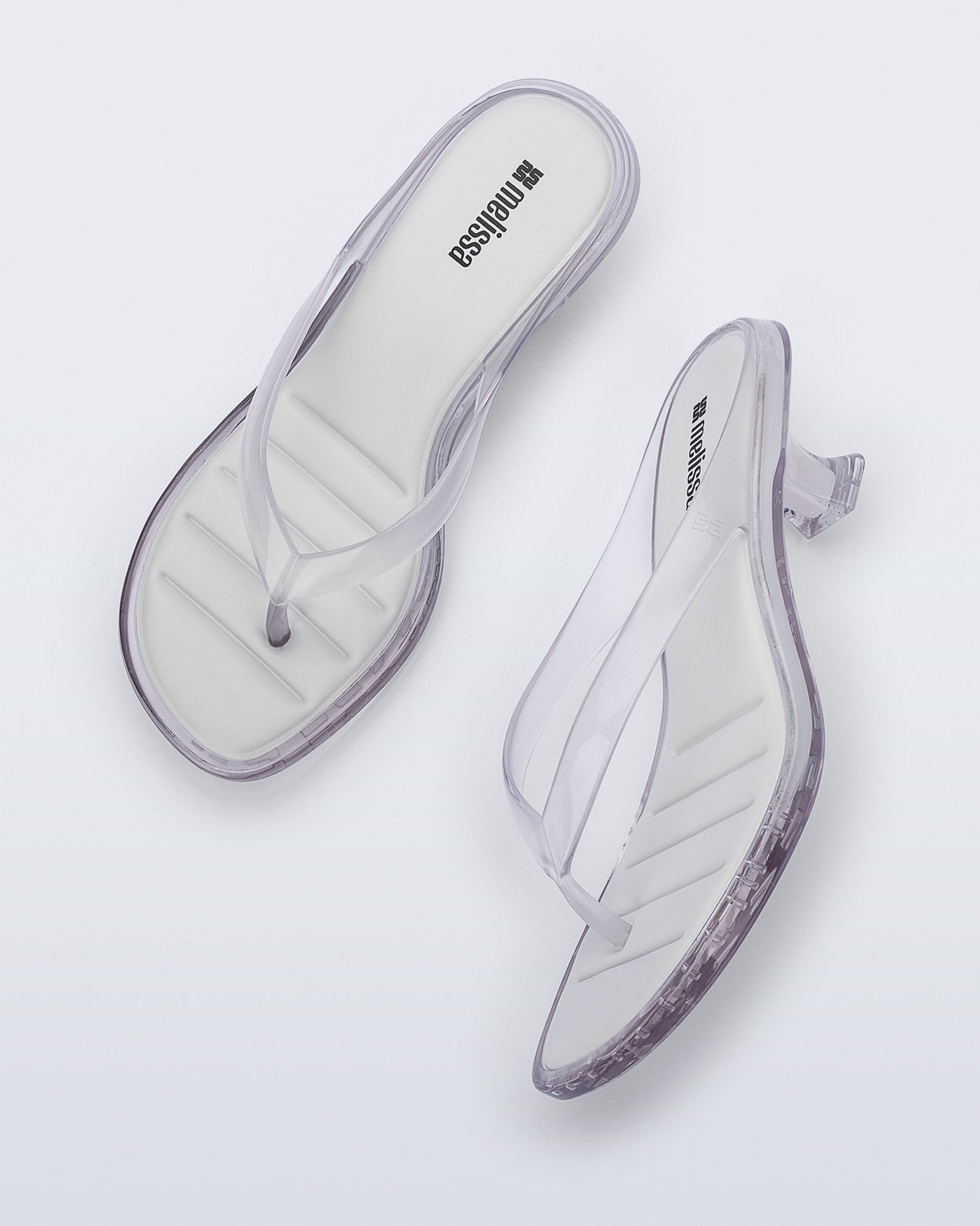 MELISSA FLIP FLOP KITTEN HEEL  CLEAR WHITE