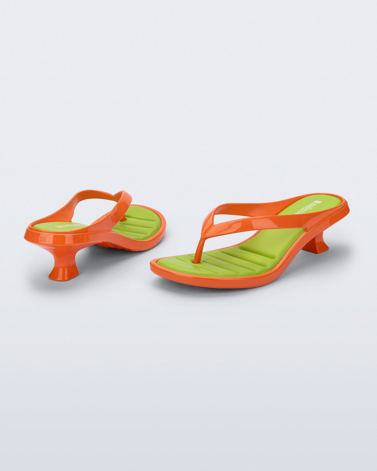 MELISSA FLIP FLOP KITTEN HEEL  ORANGE/GREEN