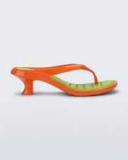 MELISSA FLIP FLOP KITTEN HEEL  ORANGE/GREEN