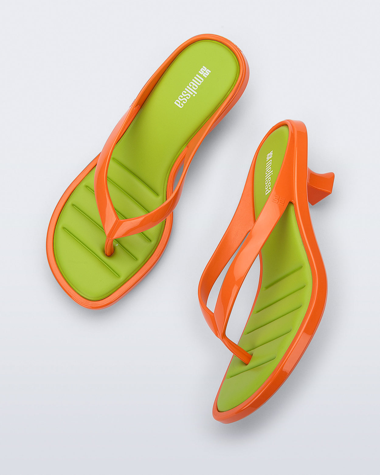 MELISSA FLIP FLOP KITTEN HEEL  ORANGE/GREEN