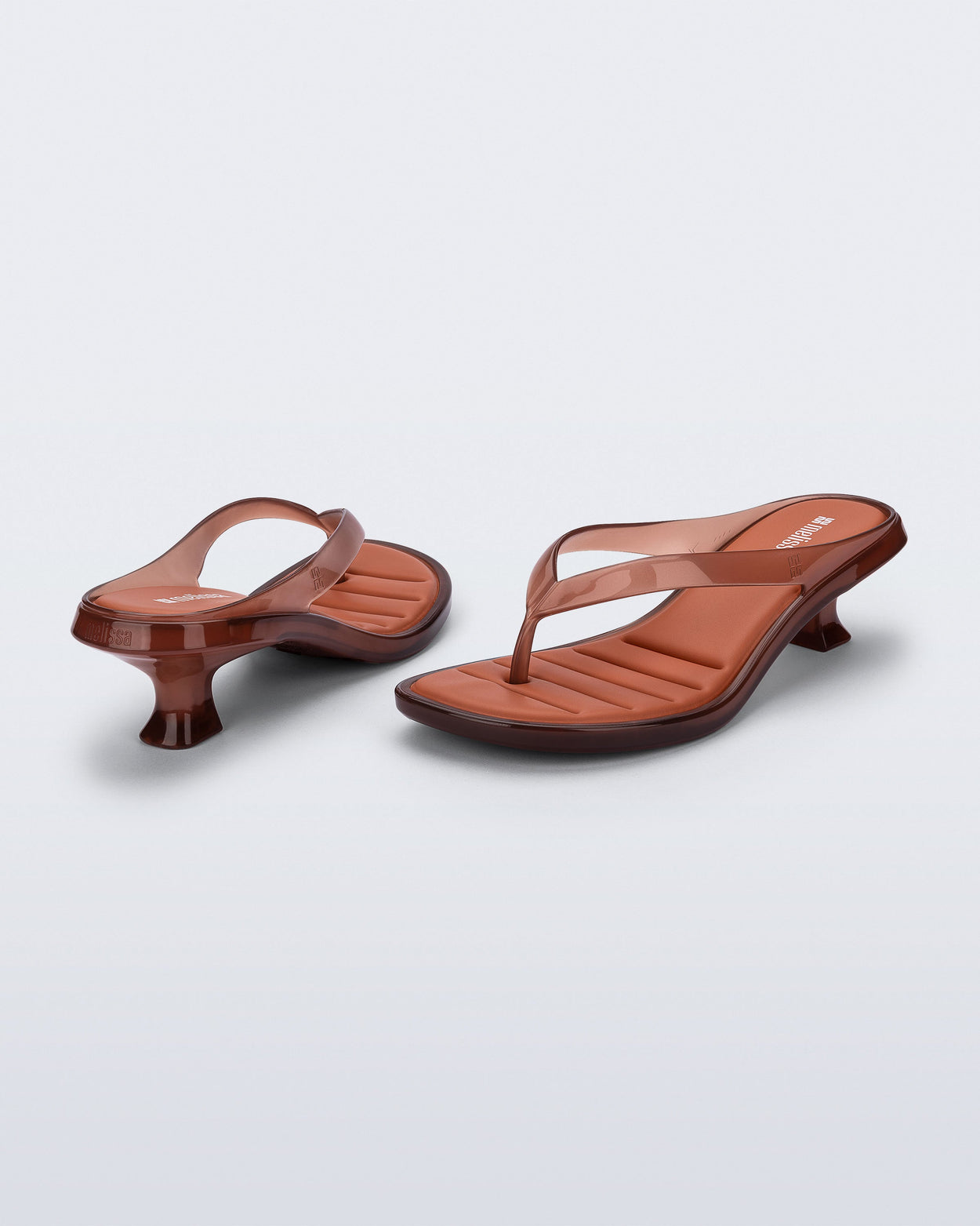 MELISSA FLIP FLOP KITTEN HEEL  CLEAR BROWN
