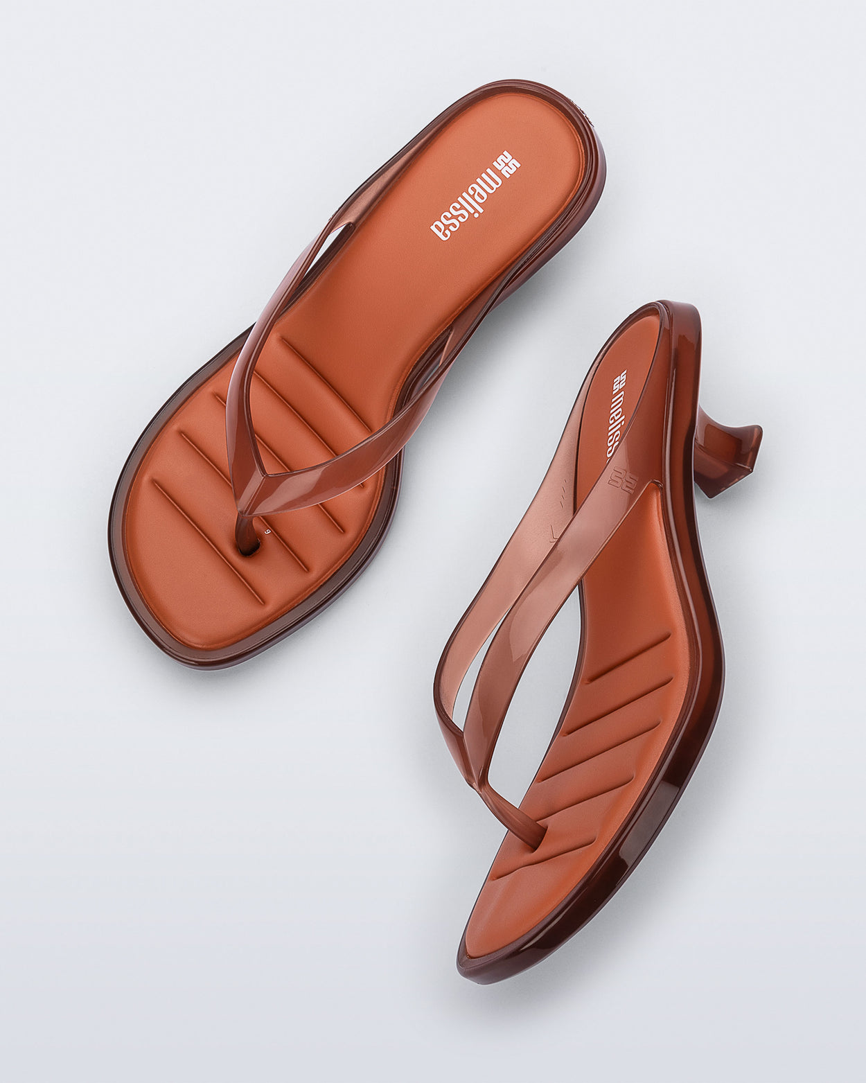 MELISSA FLIP FLOP KITTEN HEEL  CLEAR BROWN