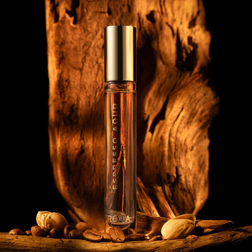 ROJA LONDON ESPRESSO AOUD A MODERN TWIST TO THE AOUD COLLECTION CARAMELISED NUTS, ROASTED COFFEE BEANS, AND AOUD 10ML