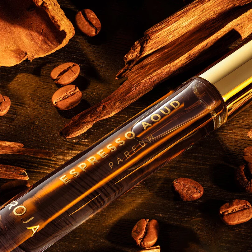 ROJA LONDON ESPRESSO AOUD A MODERN TWIST TO THE AOUD COLLECTION CARAMELISED NUTS, ROASTED COFFEE BEANS, AND AOUD 10ML