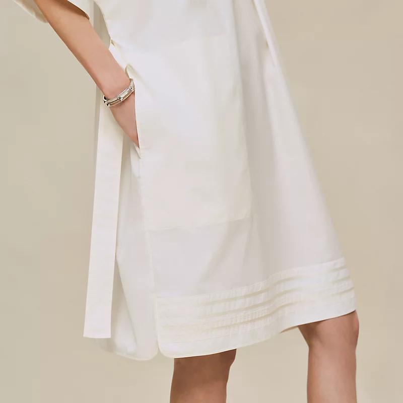 HERMES EMBROIDERED BEACH CAFTAN BLANC CASSé