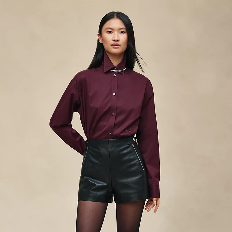 HERMES LEATHER SHORTS NOIR