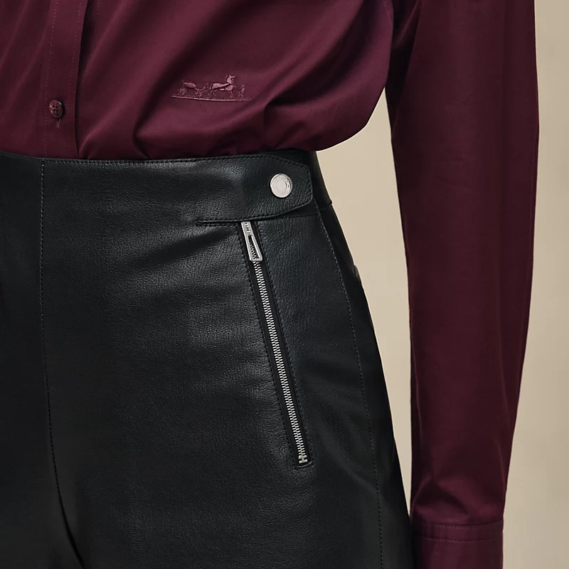 HERMES LEATHER SHORTS NOIR