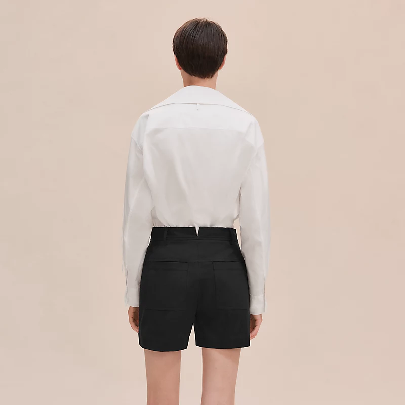 HERMES DOUBLE COTTON TWILL SHORTS NOIR