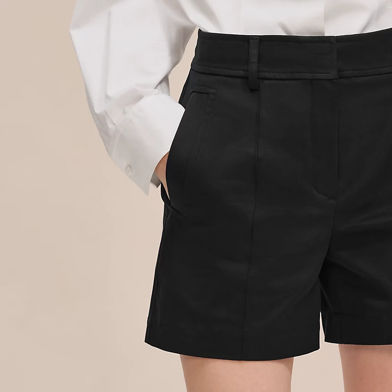 HERMES DOUBLE COTTON TWILL SHORTS NOIR