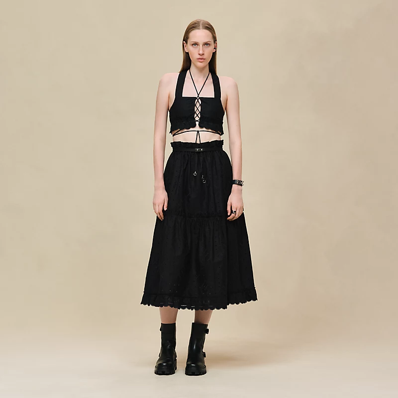 HERMES EMBROIDERED BRA NOIR