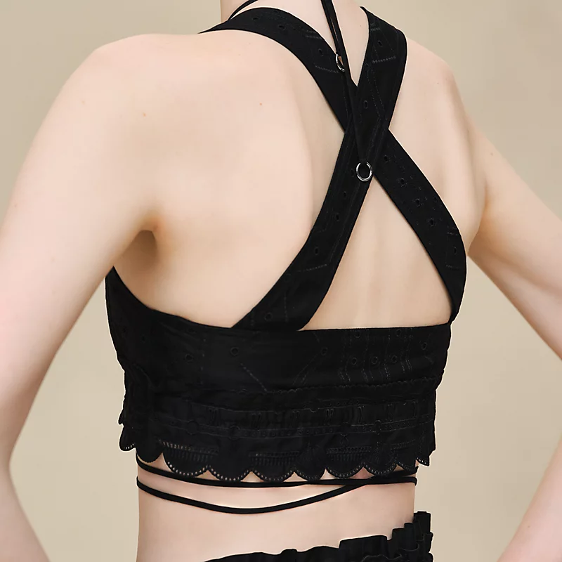 HERMES EMBROIDERED BRA NOIR