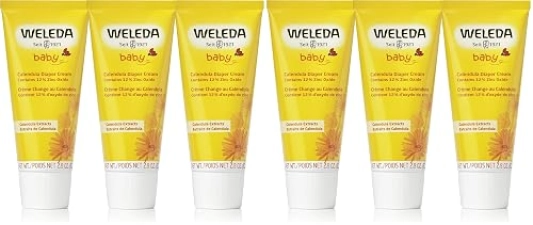 WELEDA BABY CALENDULA DIAPER CREAM 2.8OZ, NATURAL PROTECTION WITH CHAMOMILE ZINC OXIDE, 6 PACK