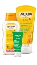 WELEDA BABY CALENDULA 3-PIECE SET 2-IN-1 SHAMPOO, BODY WASH LOTION VEGAN, CRUELTY-FREE