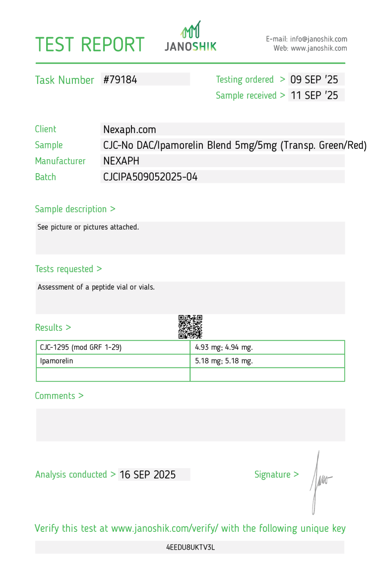NEXAPH CJC-NO DAC / IPAMORELIN BLEND – 5MG/5MG (10 VIALS/KIT)