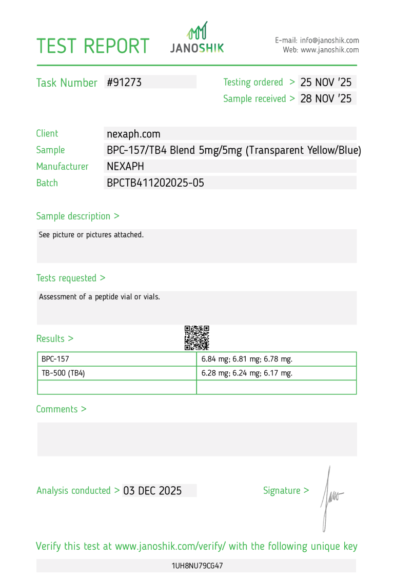 NEXAPH BPC-157 / TB4 BLEND – 5MG/5MG (10 VIALS/KIT