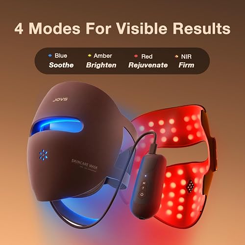 JOVS 3D RED LIGHT THERAPY MASK WITH 328 LEDS, CORDLESS, 4 MODES FOR WRINKLE REDUCTION