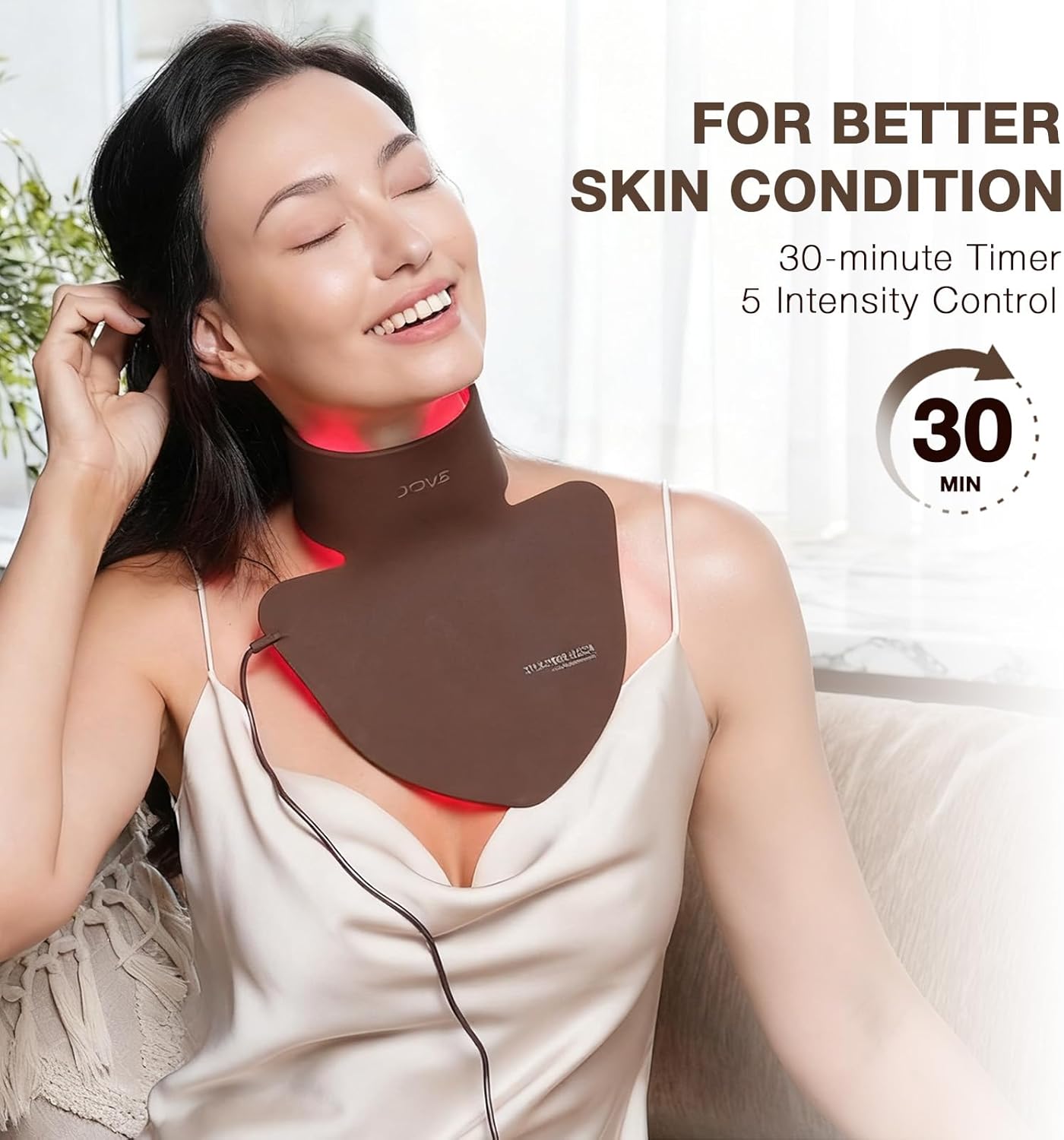 JOVS RED LIGHT THERAPY MASK FOR NECK CHEST, 66 LEDS 630NM ANTI-AGING SKINCARE DEVICE