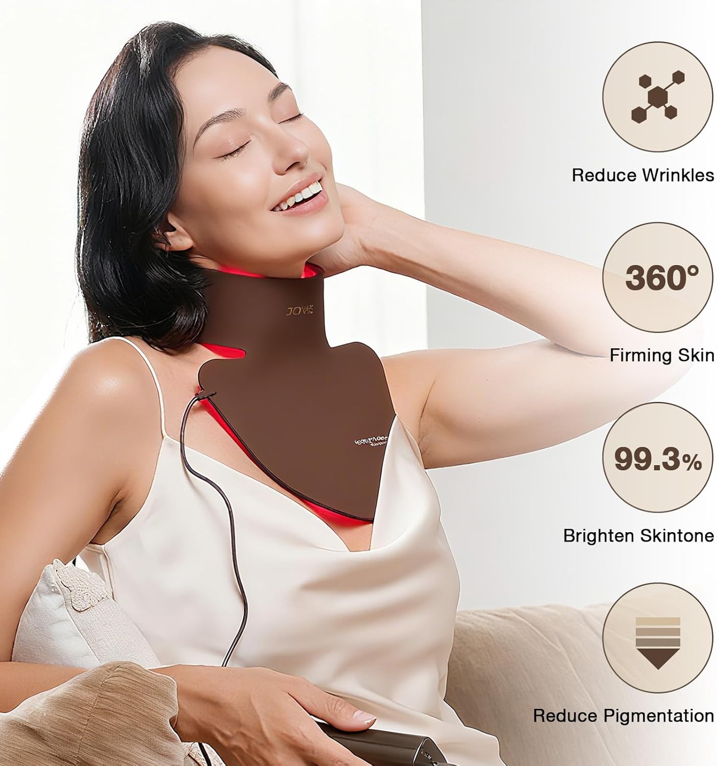JOVS RED LIGHT THERAPY MASK FOR NECK CHEST, 66 LEDS 630NM ANTI-AGING SKINCARE DEVICE