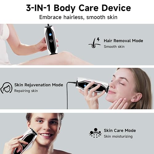 JOVS 3-IN-1 LASER HAIR REMOVAL DEVICE WITH SAPPHIRE COOLING, SKIN REJUVENATION TOUCH SCREEN