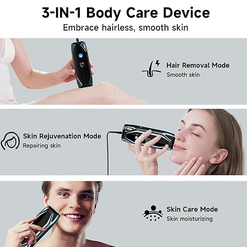 JOVS LASER HAIR REMOVAL DEVICE WITH SAPPHIRE ICE COOLING, 3-IN-1 HAIR REMOVAL SKIN CARE