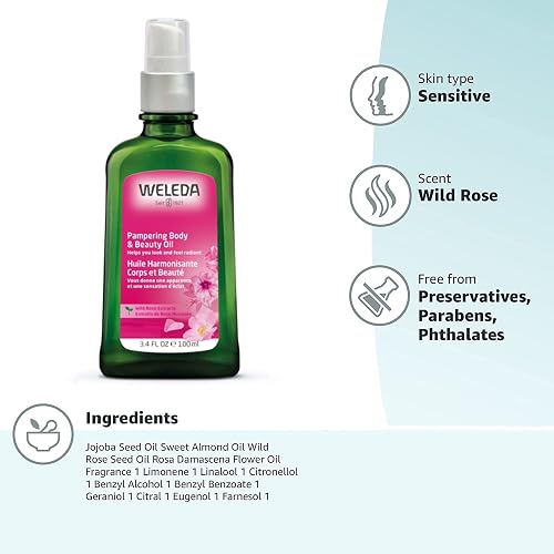 WELEDA WILD ROSE BODY OIL DEODORANT DUO 3.4OZ PACK OF 2 NATURAL SKIN CARE SET