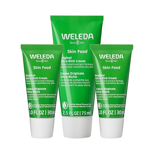 WELEDA SKIN FOOD ULTRA-RICH BODY CREAM LIP CARE TRIO WITH CHAMOMILE CALENDULA, 3-PACK
