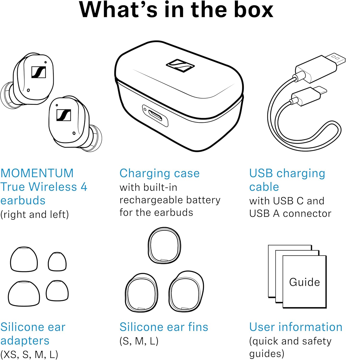 SENNHEISER MOMENTUM TRUE WIRELESS 4 EARBUDS BLUETOOTH 5.4 NOISE CANCELLING 30H BATTERY BLACK